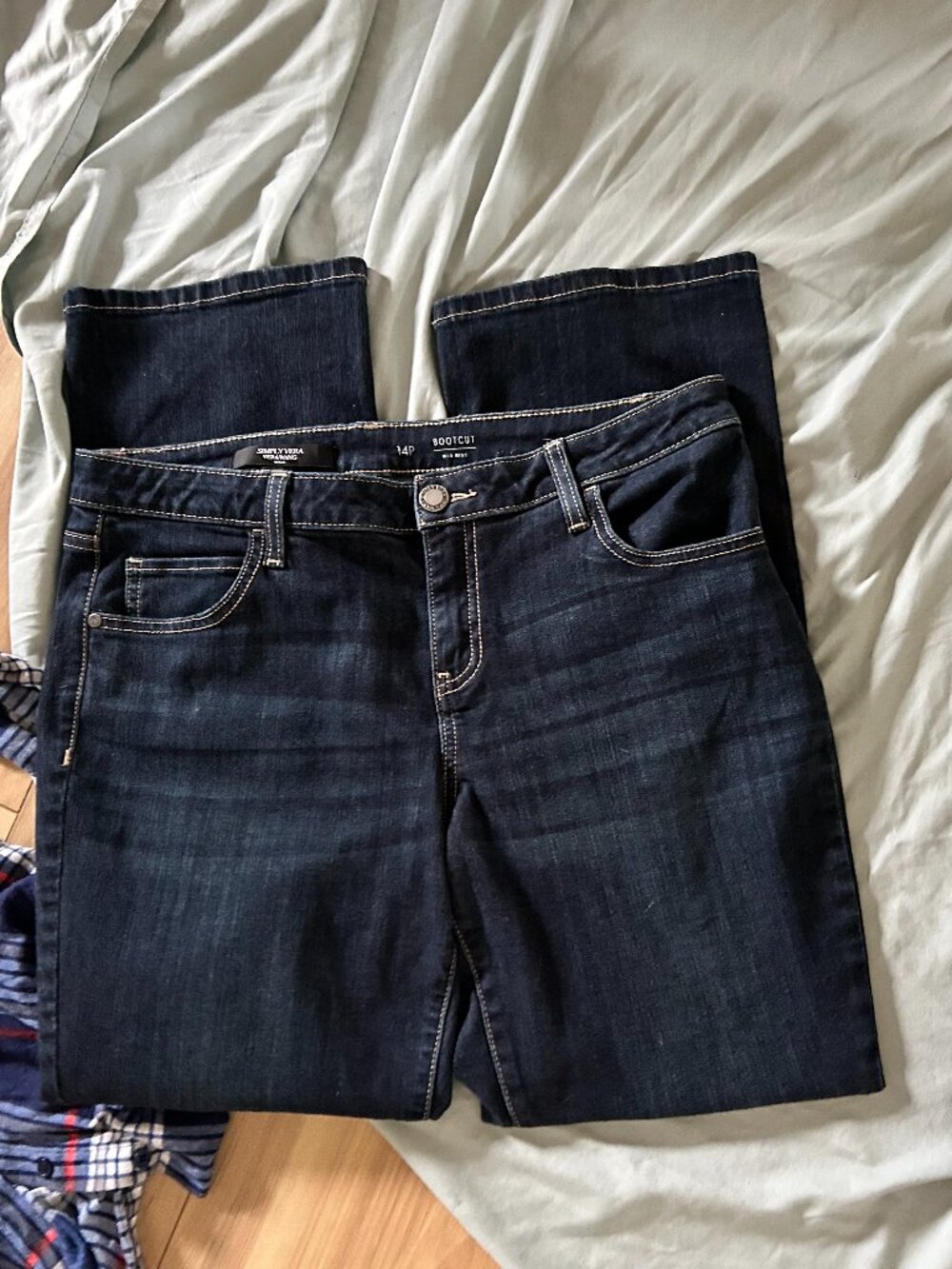 size 14p womens pants jeans blue denim stretch fourteen jean 14 petite